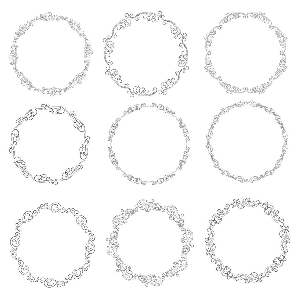 floral couronnes de fleurs, gros ensemble de floral rond cadres vecteur illustration. parfait pour faire-part, salutation cartes, devis, les blogs, mariage cadres, affiches et plus