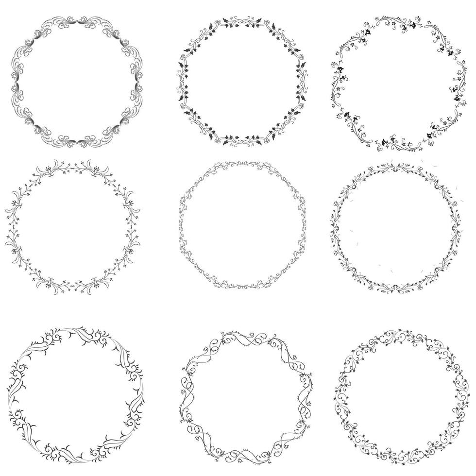 floral couronnes de fleurs, gros ensemble de floral rond cadres vecteur illustration. parfait pour faire-part, salutation cartes, devis, les blogs, mariage cadres, affiches et plus