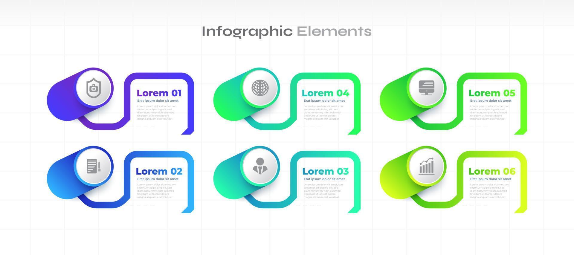 affaires infographie conception modèle avec 6 les options ou pas. pouvez être utilisé pour présentation, flux de travail mise en page, diagramme, ou annuel rapport vecteur