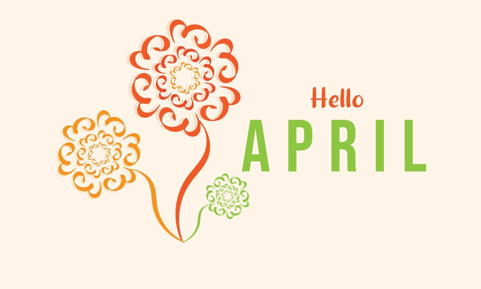 Bonjour avril. avril mois vecteur avec fleurs décoration Contexte. conception modèle fête.