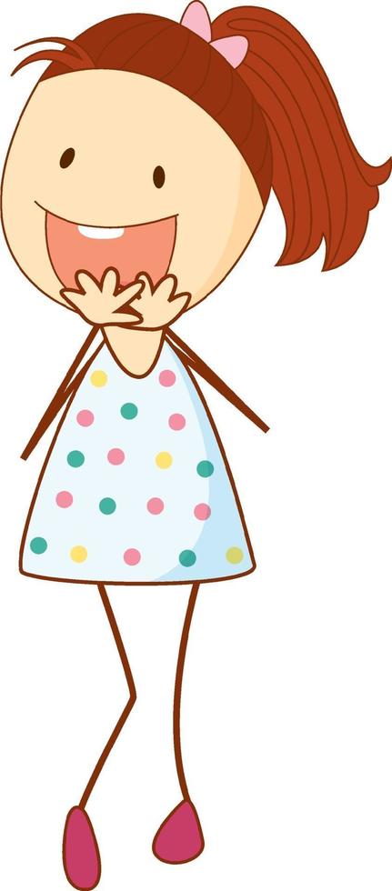 personnage de dessin animé mignon fille dans un style doodle dessiné à la main vecteur