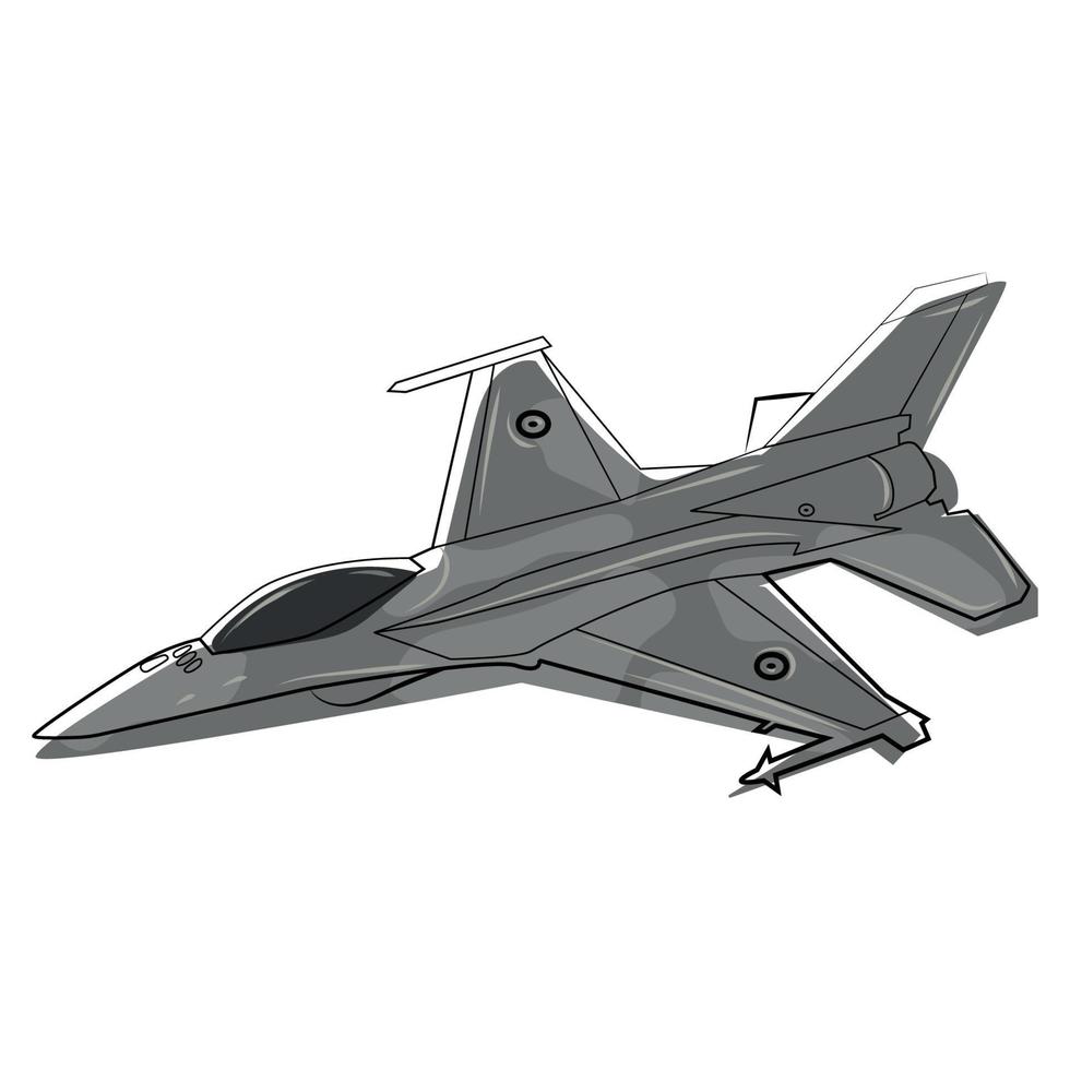 F 16 combat faucon moderne combat avion ligne art dessin vecteur illustration.combattant jet doublure esquisser dessin isolé sur noir Contexte