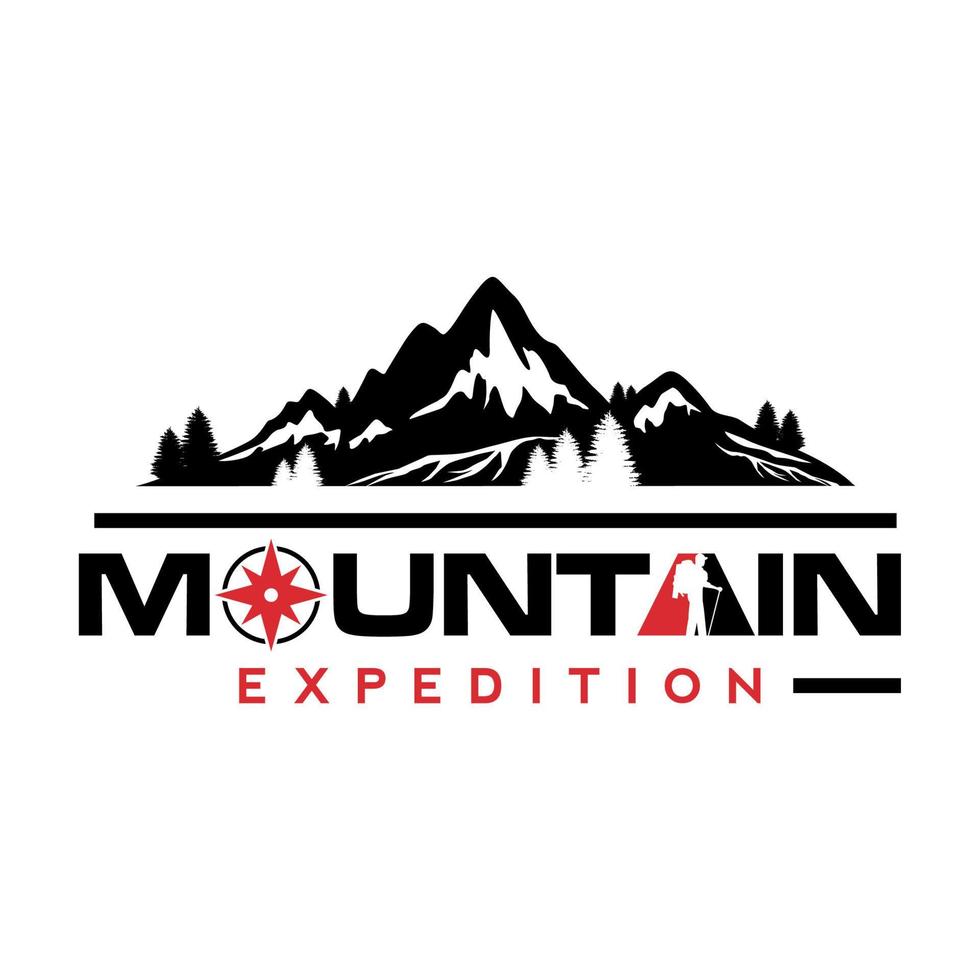 Montagne randonnée et aventure logo vecteur