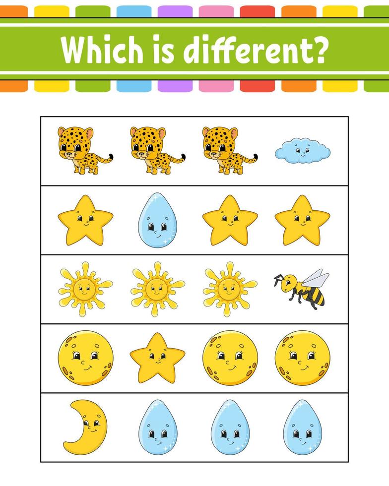 qui est différent. feuille de travail d'activité éducative pour les enfants et les tout-petits. jeu pour enfants. illustration vectorielle. vecteur