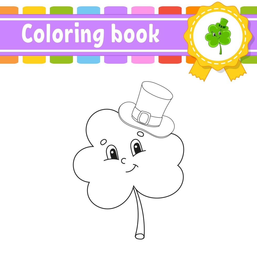 livre de coloriage pour les enfants. caractère joyeux. style de dessin animé mignon. silhouette de contour noir. isolé sur fond blanc. illustration vectorielle. vecteur