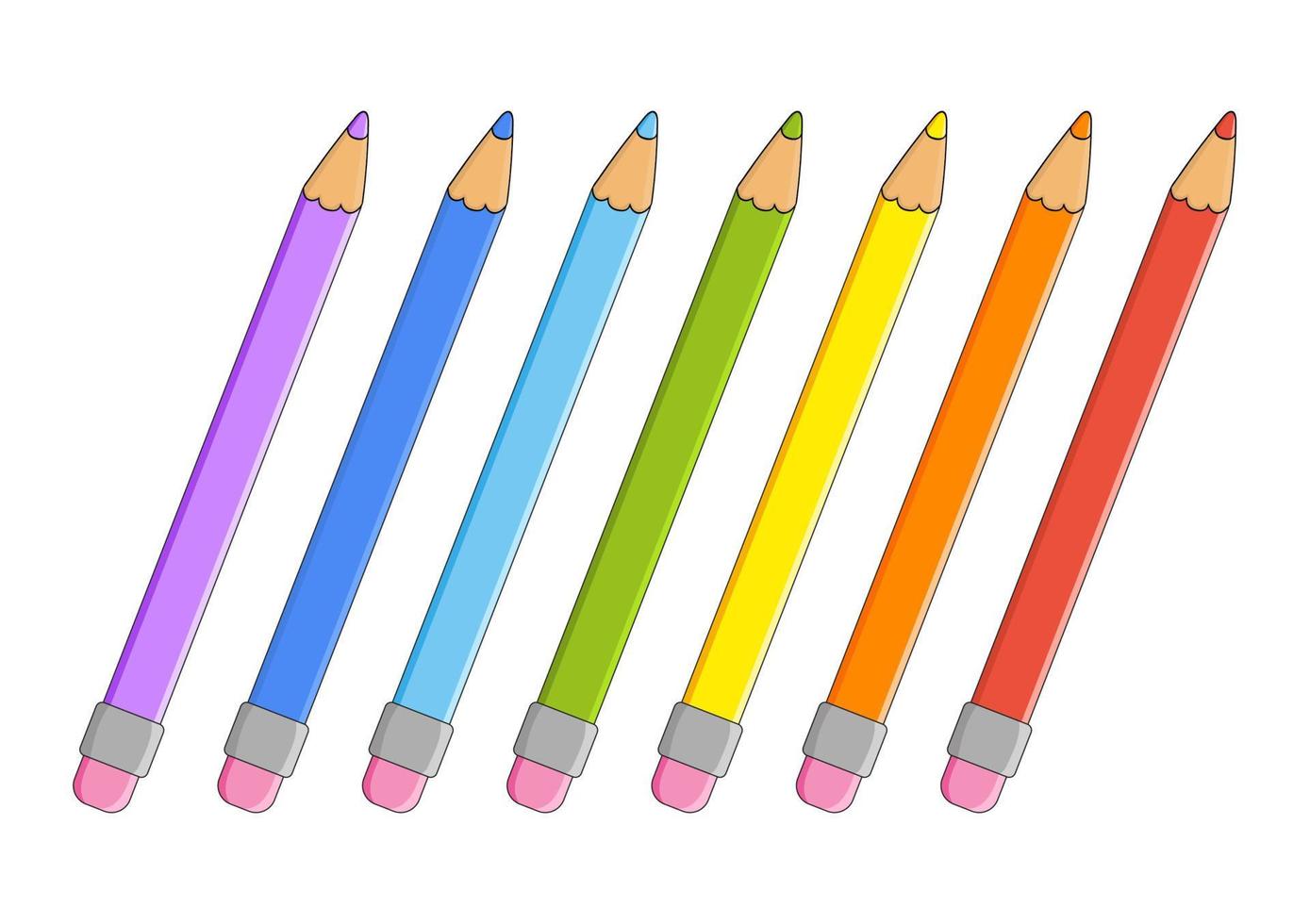 crayons de couleur. élément de conception. illustration vectorielle isolée sur fond blanc. modèle pour livres, autocollants, affiches, cartes, vêtements. vecteur