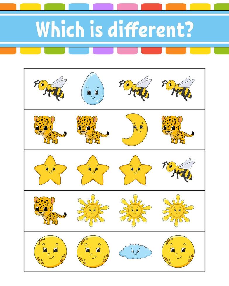 qui est différent. feuille de travail d'activité éducative pour les enfants et les tout-petits. jeu pour enfants. illustration vectorielle. vecteur