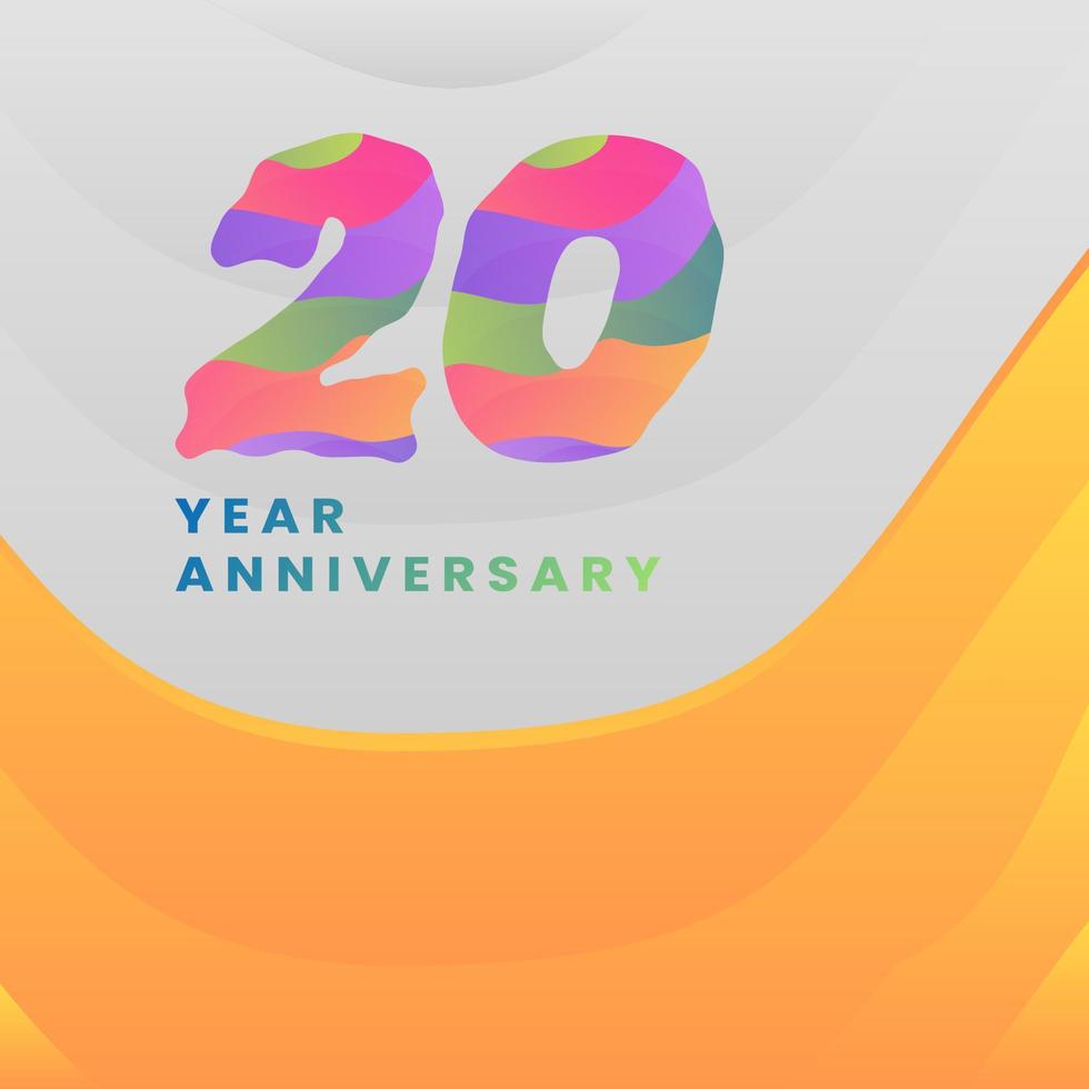 20 ans anniversaire avec abstrait logotype fête sur blanc et Jaune Contexte. vecteur