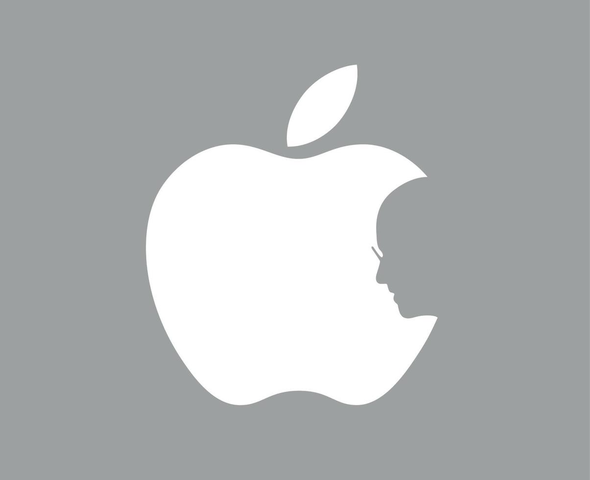 Pomme logo marque téléphone symbole avec steve emplois visage blanc conception mobile vecteur illustration avec gris Contexte