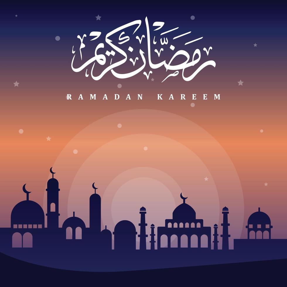Ramadan kareem silhouette illustration. prime vecteur arrière-plans, bannières, salutation cartes etc.