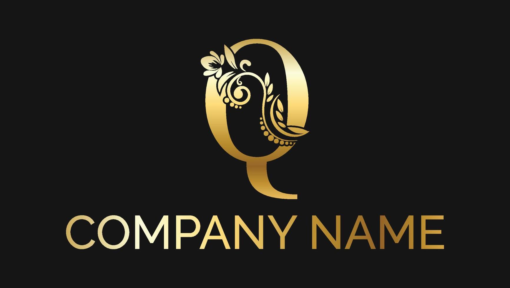 lettre q luxe décoratif alphabétique d'or abc monogramme logo vecteur