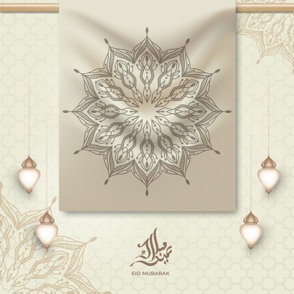 eid mubarak Contexte avec mandala pour arrière-plan, salutation carte , affiche vecteur