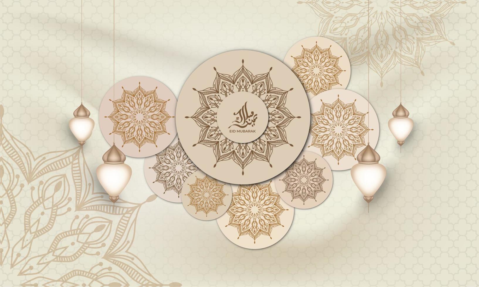 eid mubarak Contexte avec mandala pour arrière-plan, salutation carte , affiche vecteur