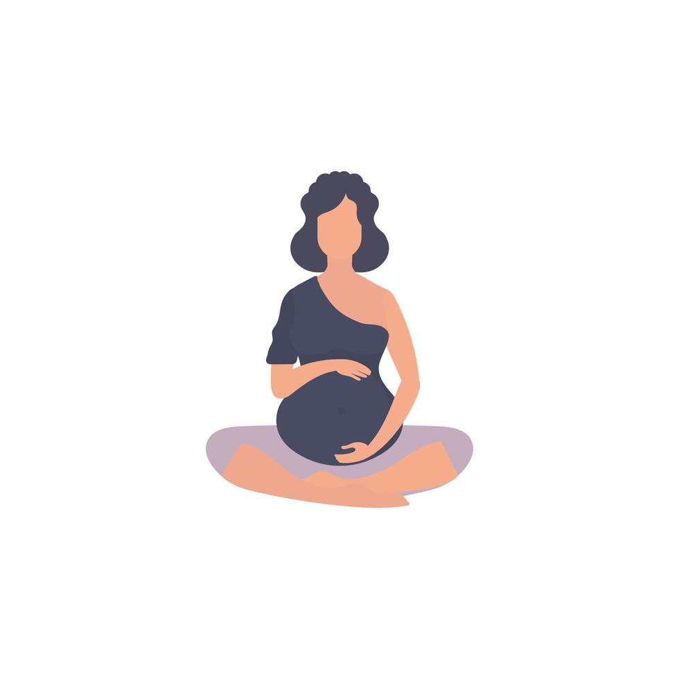 Enceinte femme est Faire yoga. actif bien construit Enceinte femelle personnage. isolé sur blanc Contexte. plat vecteur illustration.