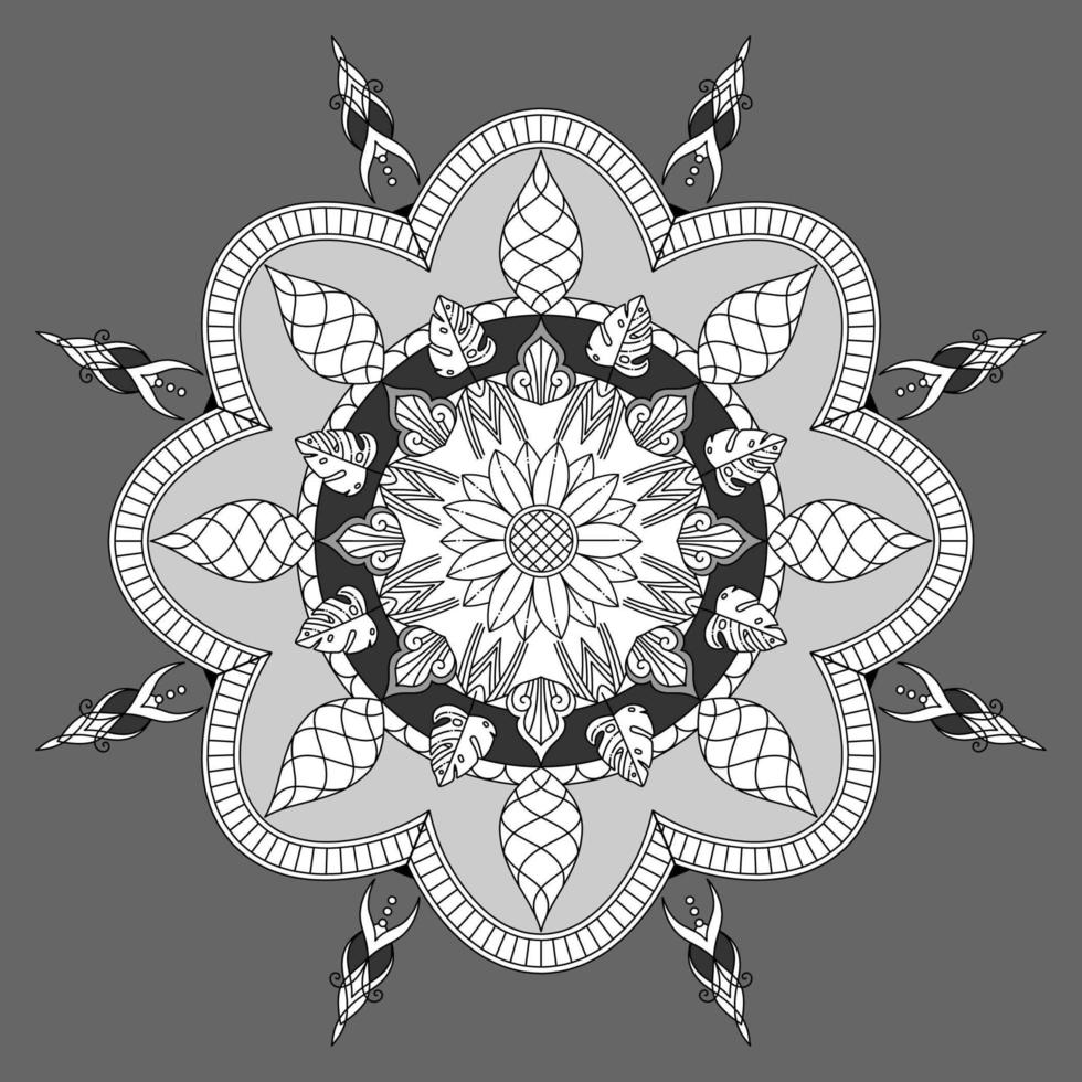 motif floral circulaire en forme de mandala, ornement décoratif de style oriental vecteur