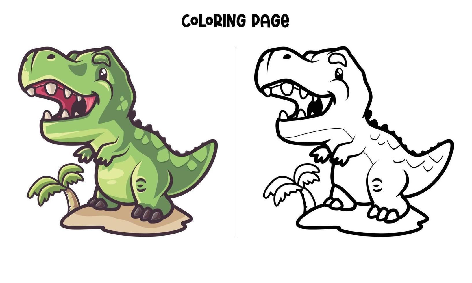 Coloriage de l'île de t-rex vecteur