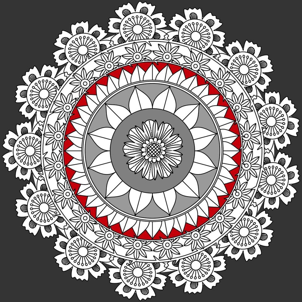 motif floral circulaire en forme de mandala, ornement décoratif de style oriental vecteur