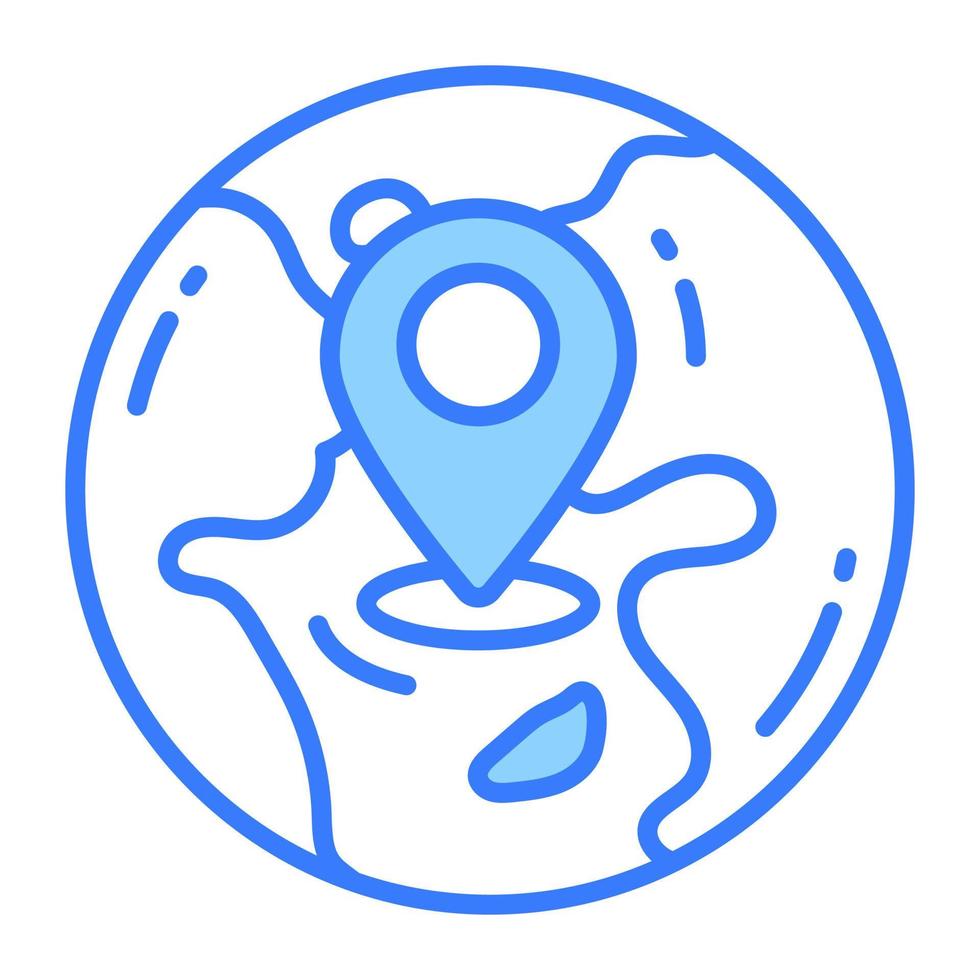 monde globe avec carte broche, vecteur de global emplacement dans branché style