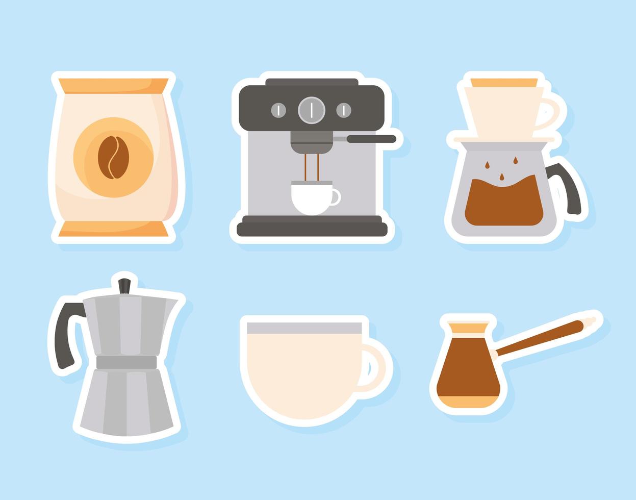 jeu d'icônes de méthode de café vecteur
