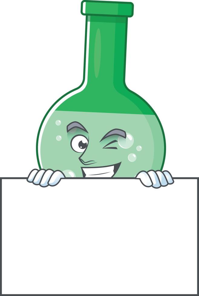 vert chimique bouteille dessin animé personnage vecteur