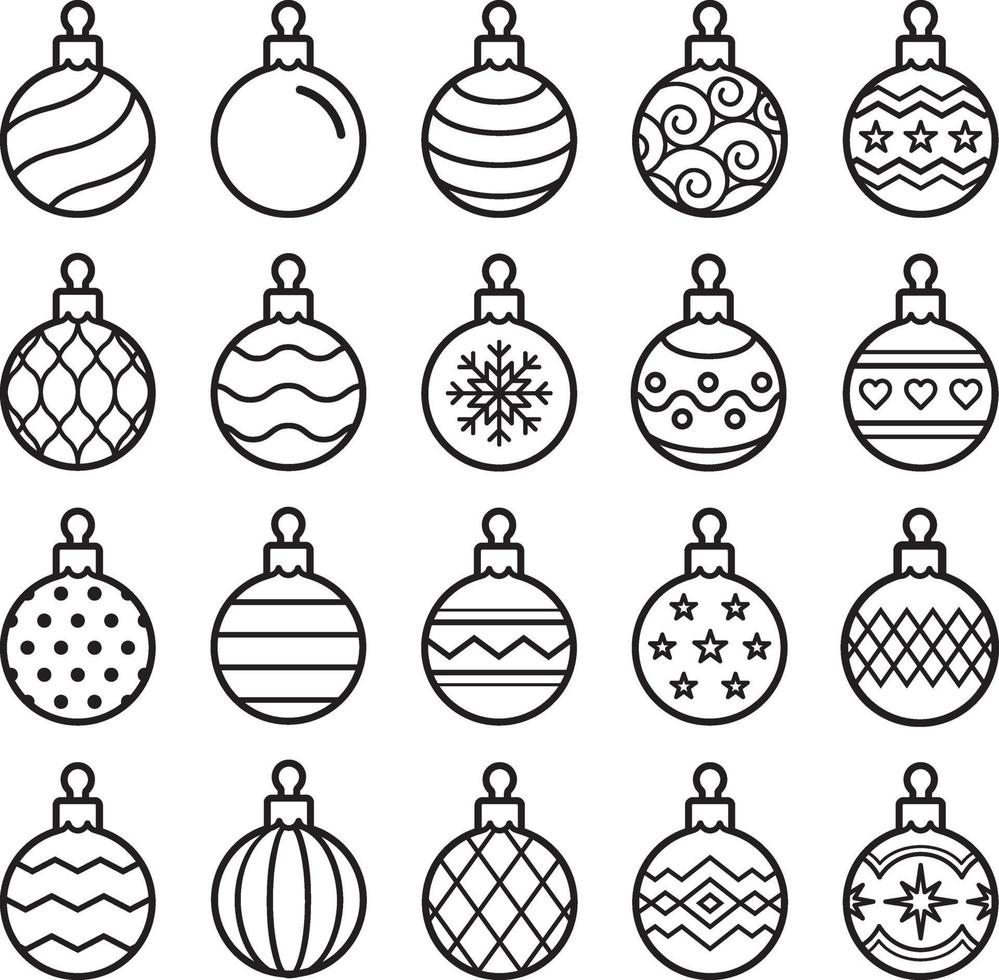 icônes de boules de Noël. illustration vectorielle. vecteur