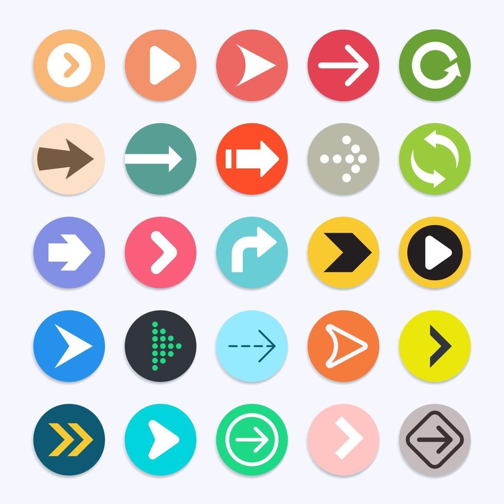 collection de symboles de couleur icônes flèche. illustrations vectorielles. vecteur