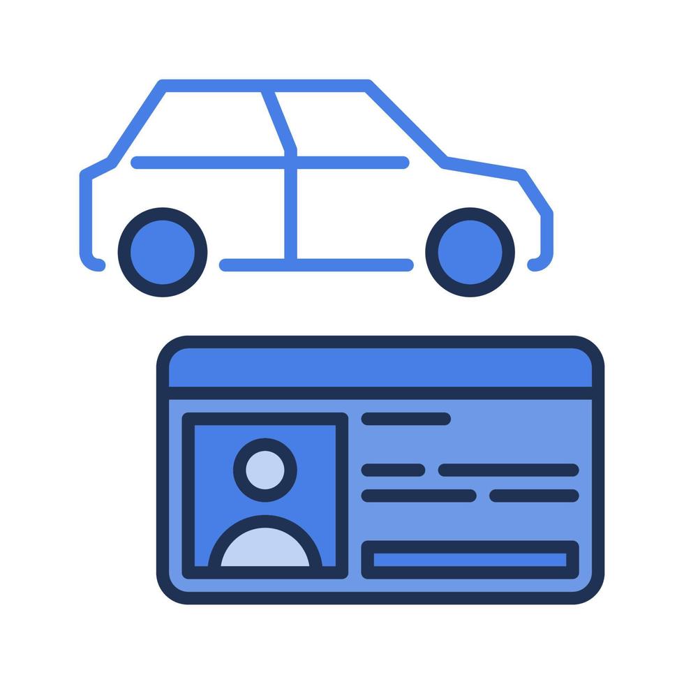 conduite Licence et voiture vecteur chauffeur id concept bleu icône