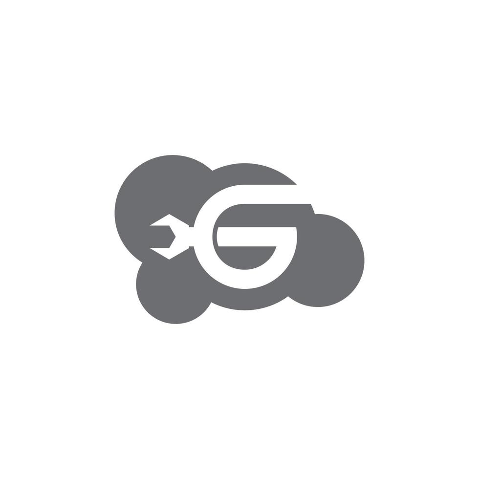 lettre g en ligne nuage un service La technologie logo vecteur