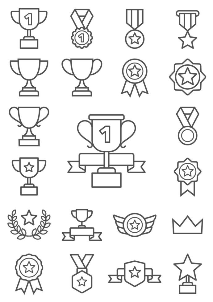 icônes de ligne de trophée. illustrations vectorielles. vecteur