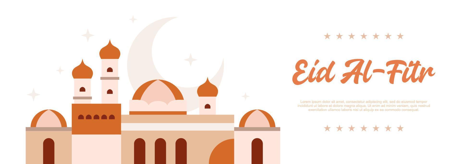 eid Al fitr bannière Contexte avec mosquée et lune. vecteur
