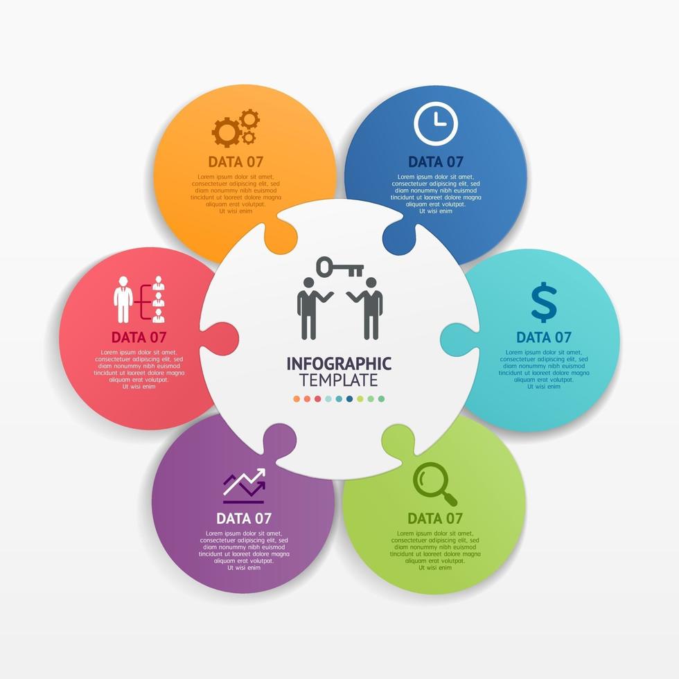 modèle de cercle infographie de puzzle. illustrations vectorielles. vecteur