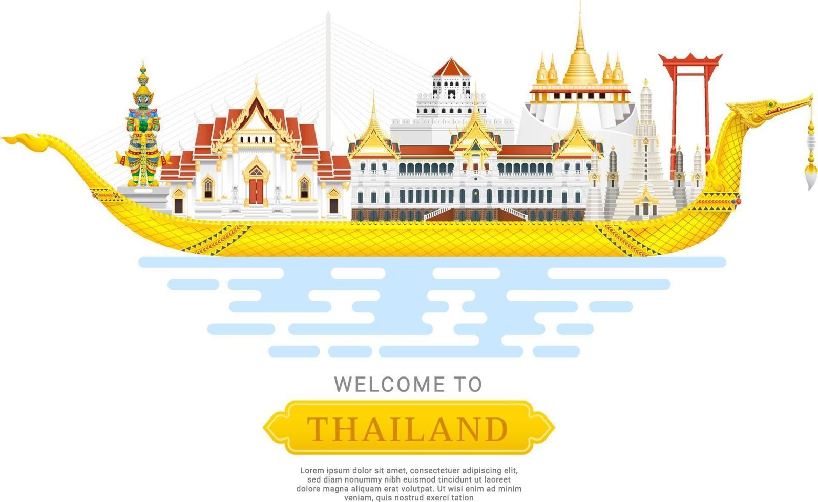 illustration vectorielle de thaïlande point de repère voyage fond vecteur