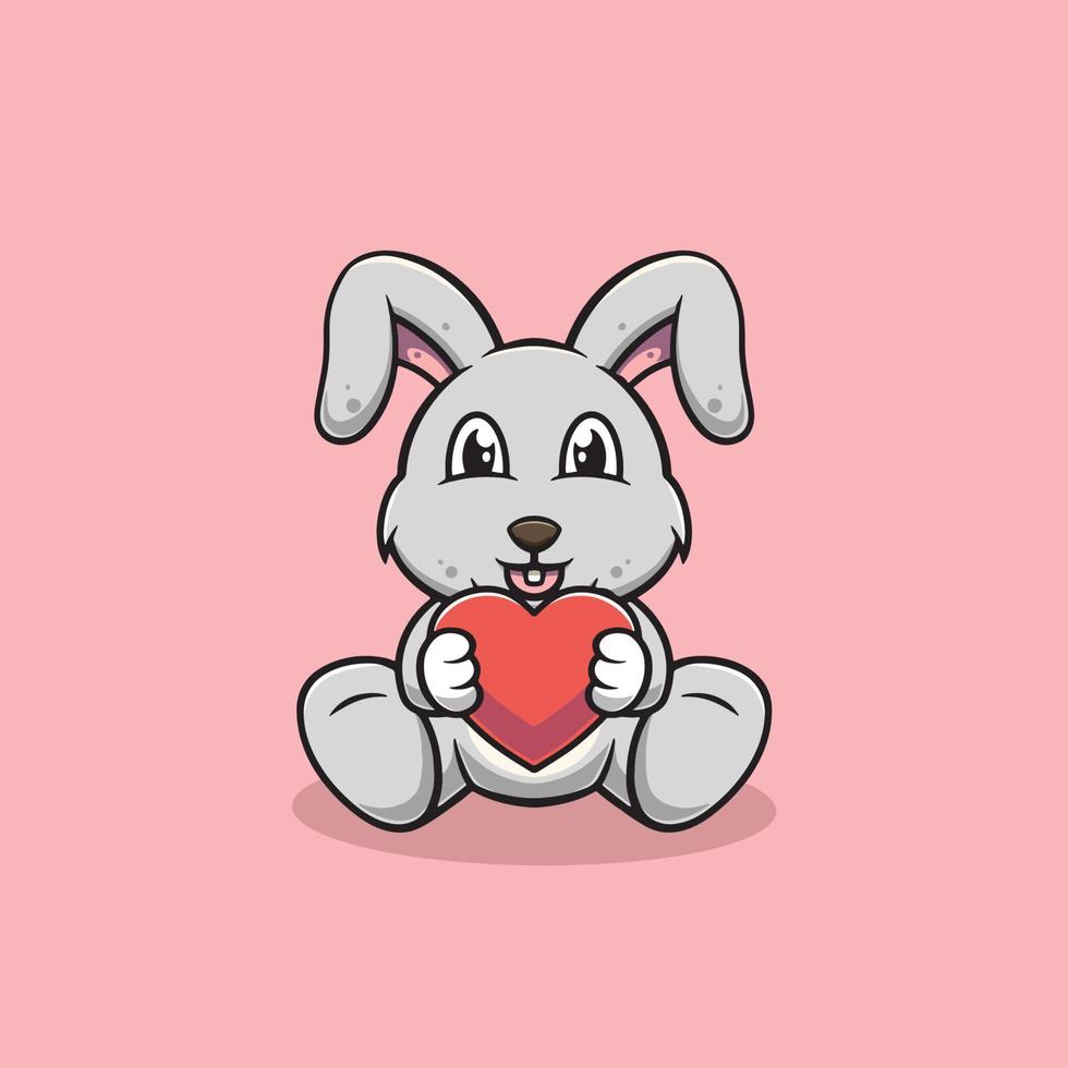 mignonne lapin donnant l'amour pour vous dessin animé illustration vecteur