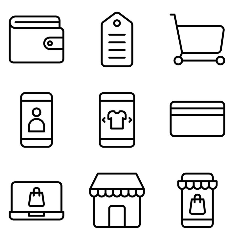 pack d'icônes de boutique en ligne vecteur