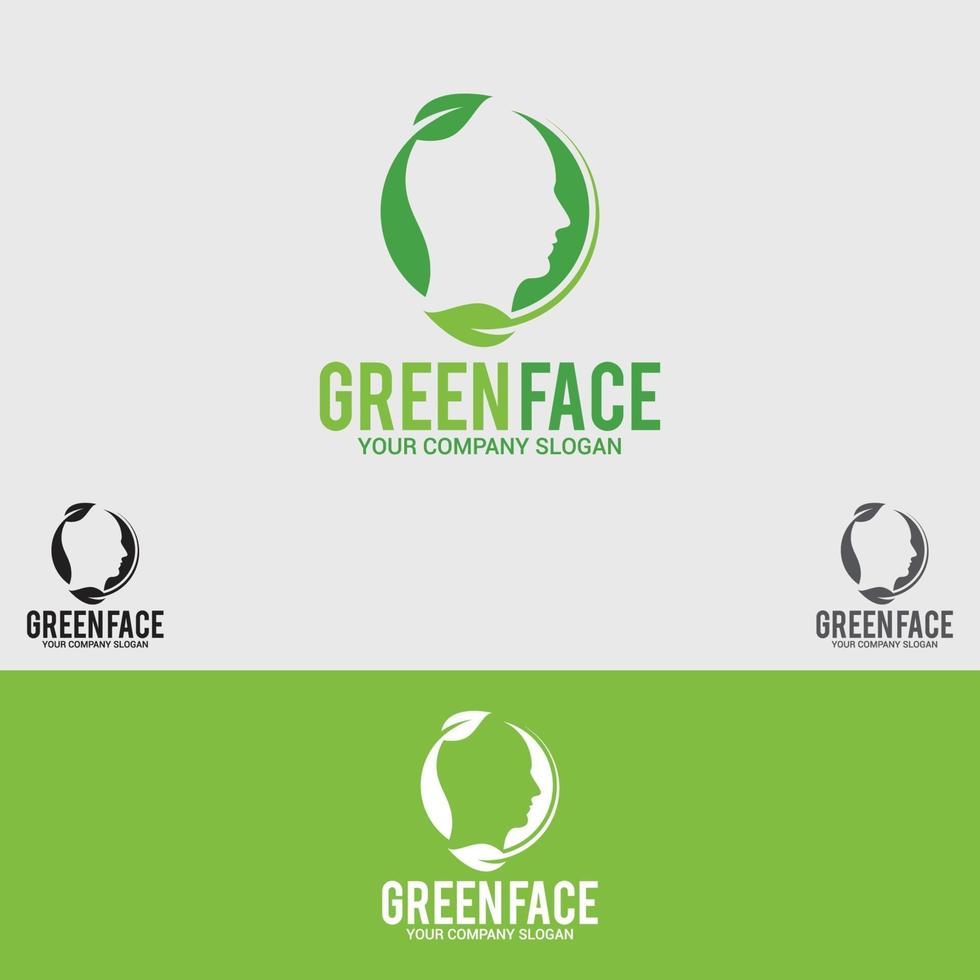 modèle de vecteur de conception de logo visage vert