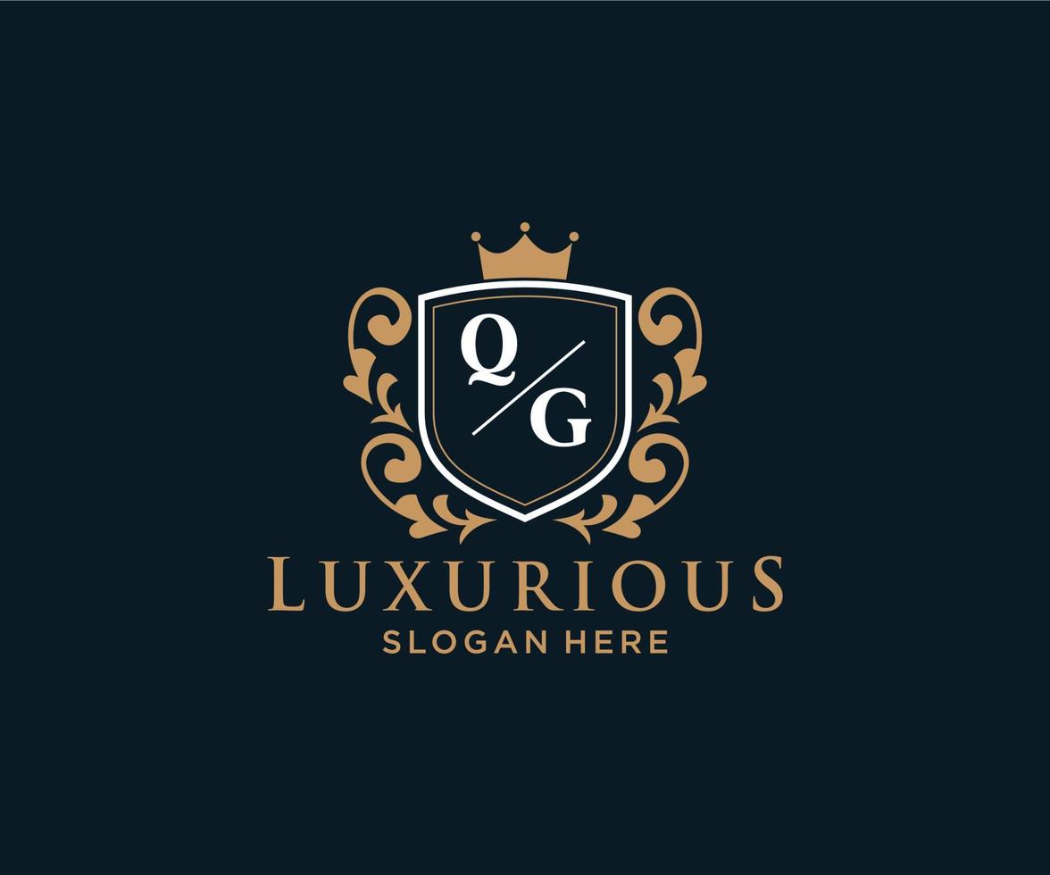 modèle initial de logo de luxe royal de lettre qg dans l'art vectoriel pour le restaurant, la royauté, la boutique, le café, l'hôtel, l'héraldique, les bijoux, la mode et d'autres illustrations vectorielles.