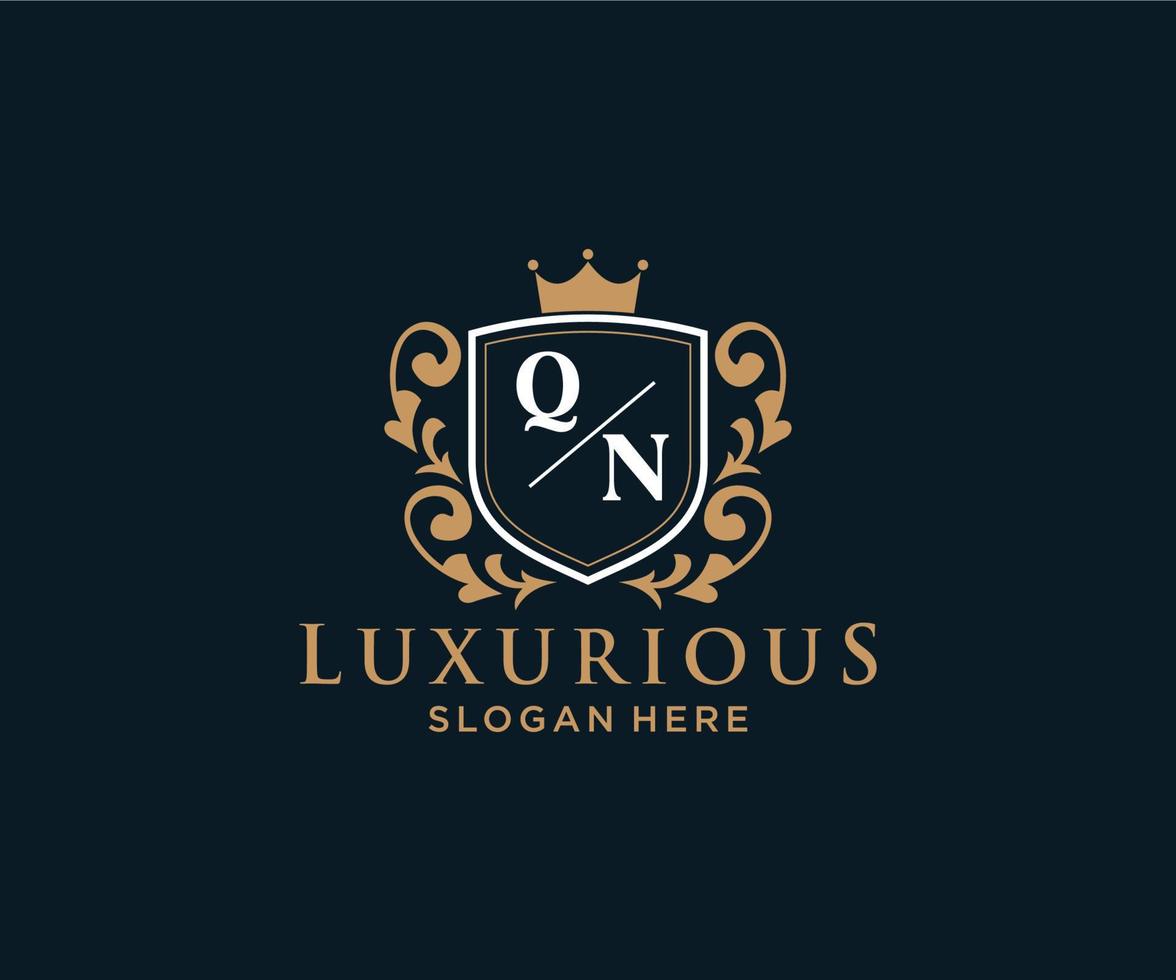 modèle initial de logo de luxe royal de lettre qn dans l'art vectoriel pour le restaurant, la royauté, la boutique, le café, l'hôtel, l'héraldique, les bijoux, la mode et d'autres illustrations vectorielles.