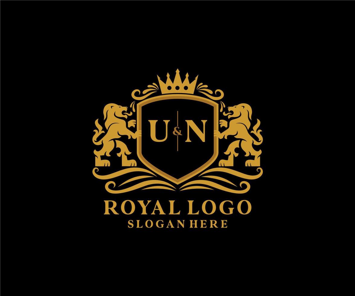 modèle de logo de luxe royal lion initial lettre un dans l'art vectoriel pour le restaurant, la royauté, la boutique, le café, l'hôtel, l'héraldique, les bijoux, la mode et d'autres illustrations vectorielles.