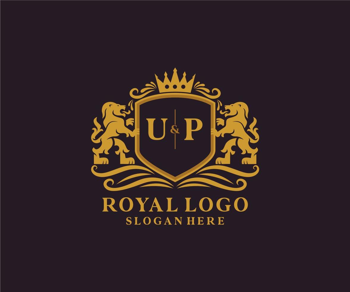 modèle de logo de luxe royal de lion de lettre initiale dans l'art vectoriel pour le restaurant, la royauté, la boutique, le café, l'hôtel, l'héraldique, les bijoux, la mode et d'autres illustrations vectorielles.