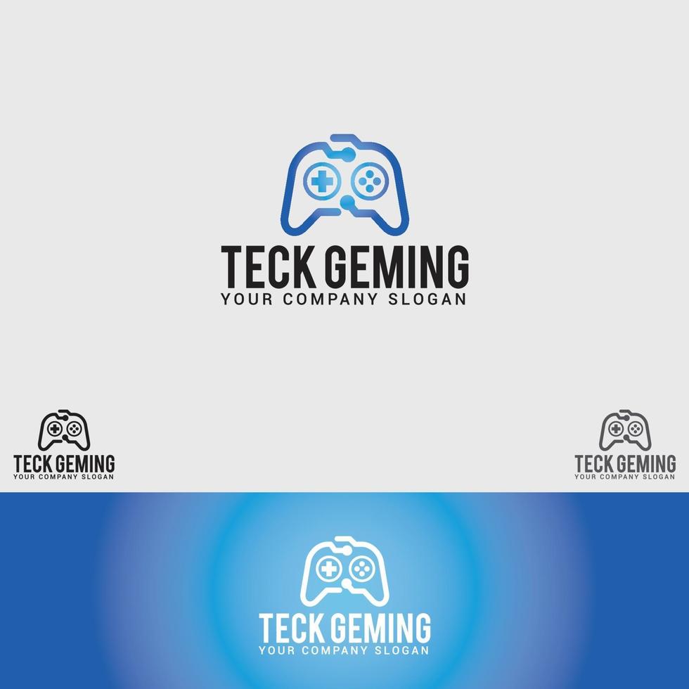 modèle de vecteur de conception de logo gaming-tech