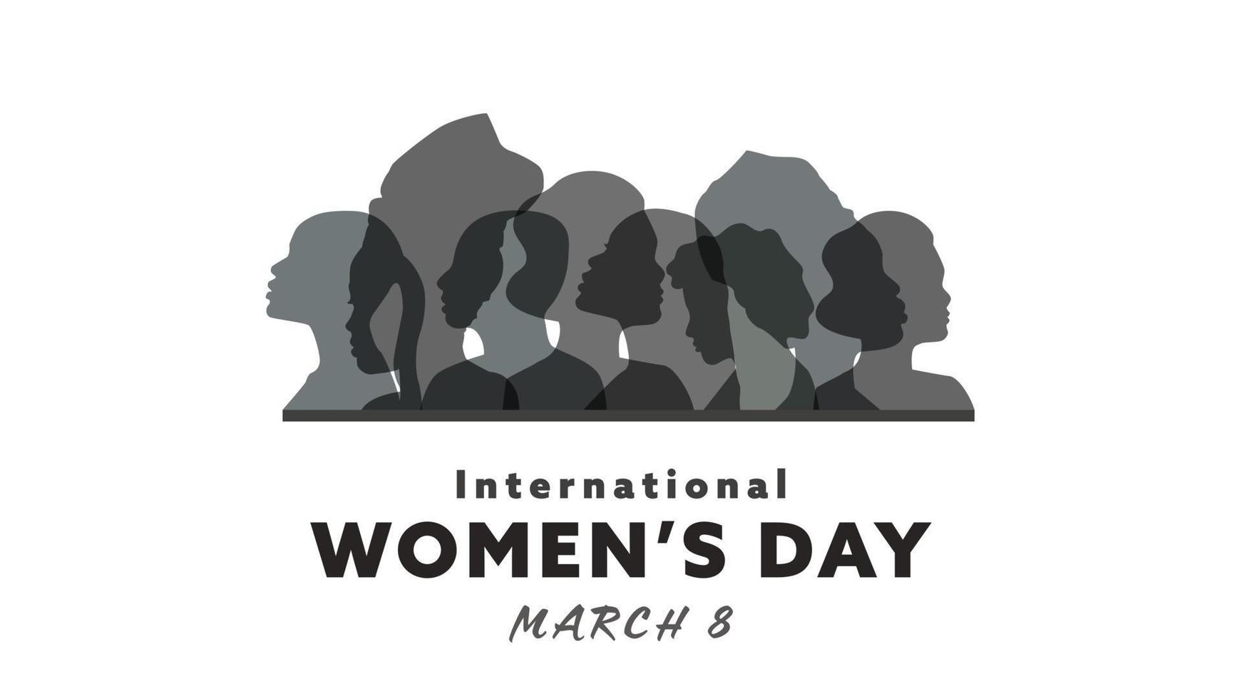 international aux femmes journée. aux femmes journée affiche conception, femme silhouette illustration. vecteur
