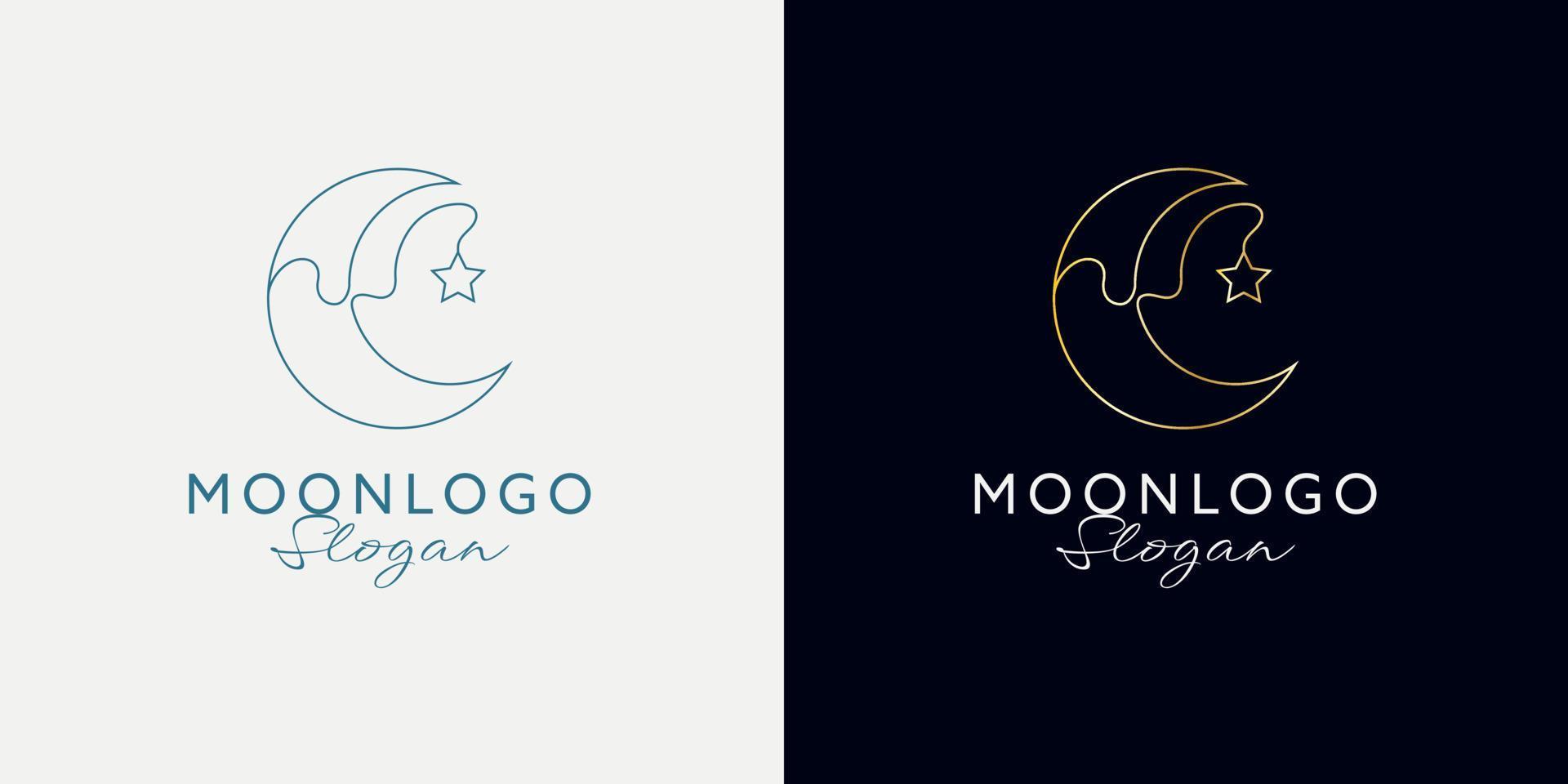 élégant croissant lune logo conception. abstrait style illustration pour arrière-plan, couverture, bannière. Ramadan kareem vecteur