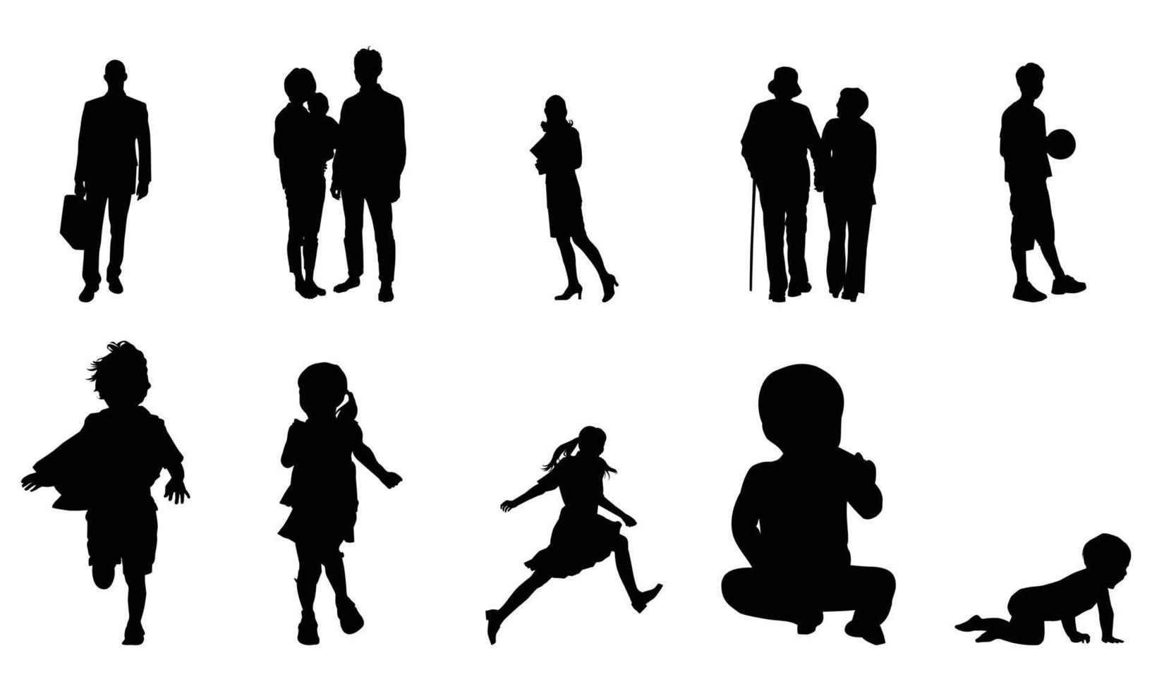 homme silhouette conception avec bébé, joueur etc illustration vecteur