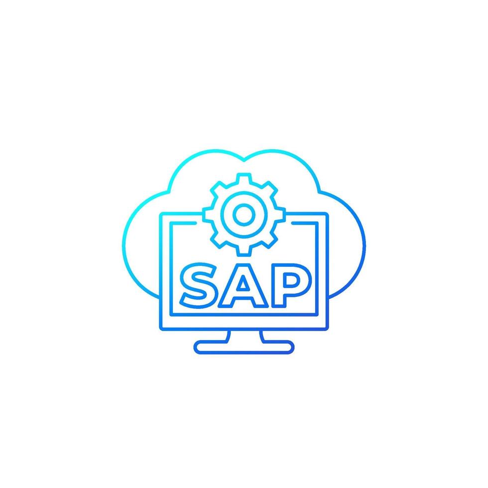 sap, icône de ligne de vecteur de logiciel de nuage d'affaires.