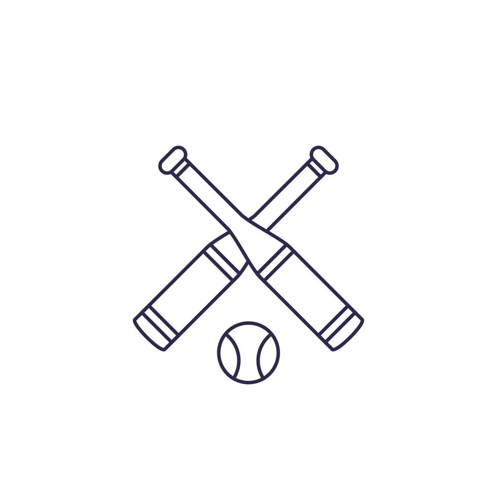 icône de baseball, chauves-souris et balle, ligne vector.eps vecteur