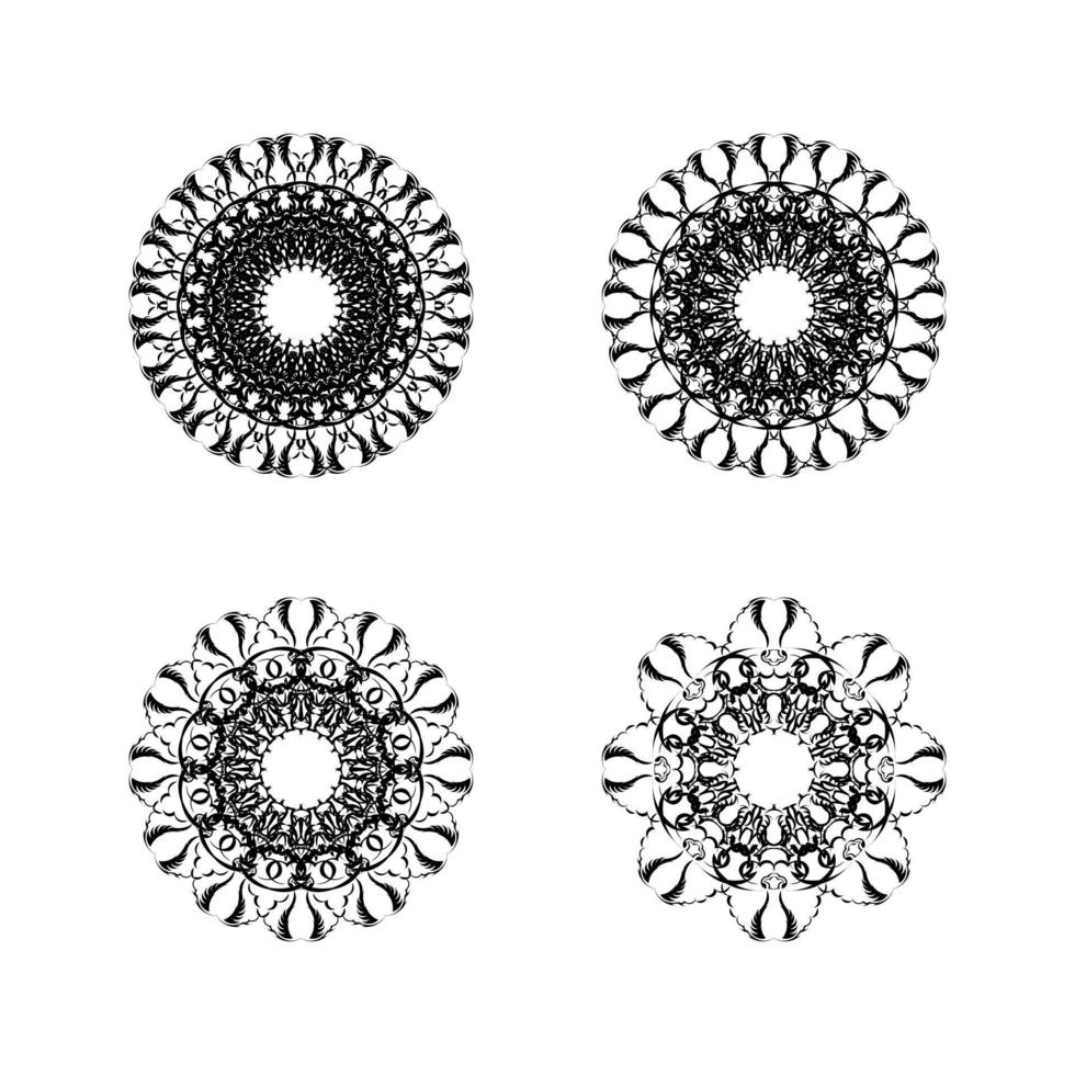 ensemble de quatre ethnique rond mandala ornements isolé sur blanc Contexte. vecteur illustration. géométrique fleur.