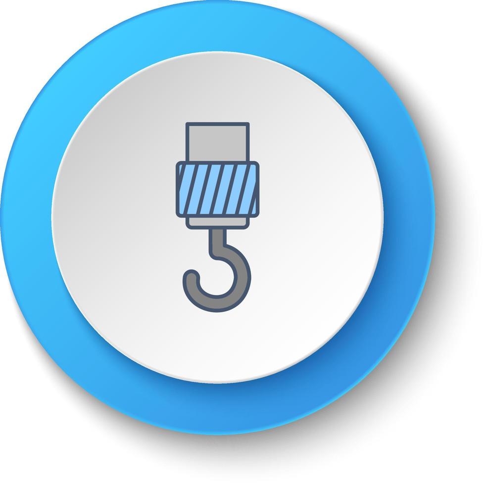rond bouton pour la toile icône, grue, accrocher. bouton bannière rond, badge interface pour application illustration . vecteur