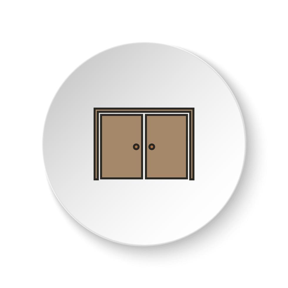 rond bouton pour la toile icône, porte, icône. bouton bannière rond, badge interface pour application illustration sur blanc Contexte vecteur