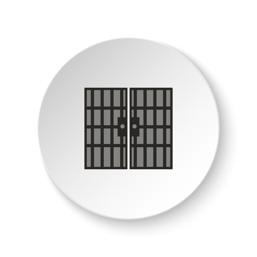 rond bouton pour la toile icône, prison, porte, icône. bouton bannière rond, badge interface pour application illustration sur blanc Contexte vecteur