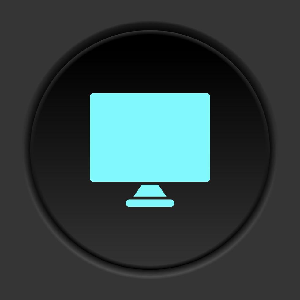 rond bouton icône, moniteur, ordinateur. bouton bannière rond, badge interface pour application illustration sur foncé Contexte vecteur